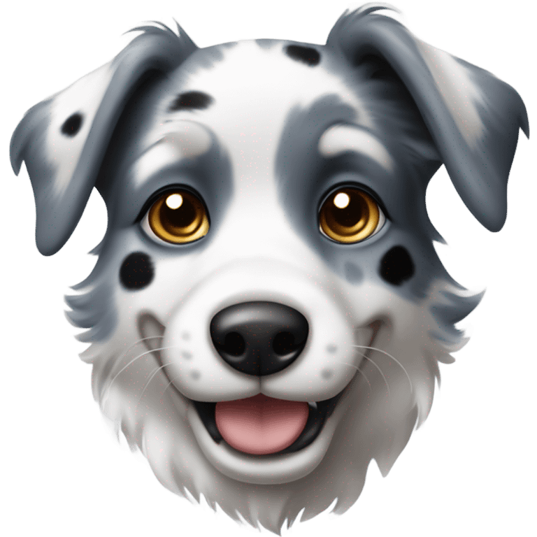 Blue Merle black & white cute Spotted Puppy  emoji