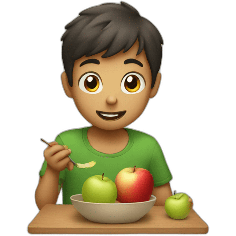 boy eating apple emoji