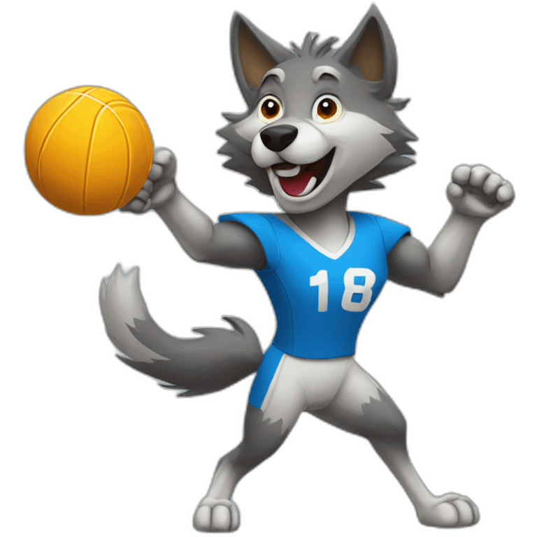 Wolf playing volley ball emoji