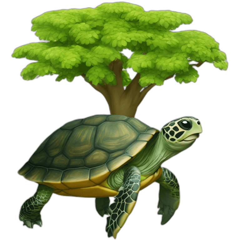 tortue avec un arbre sur elle emoji