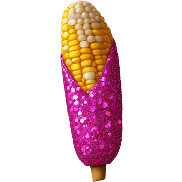 Hot pink corn on the Cobb with glitter  emoji