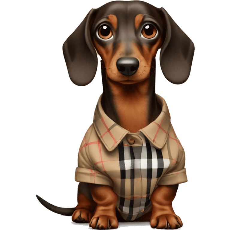 Dachshund wearing burberry emoji