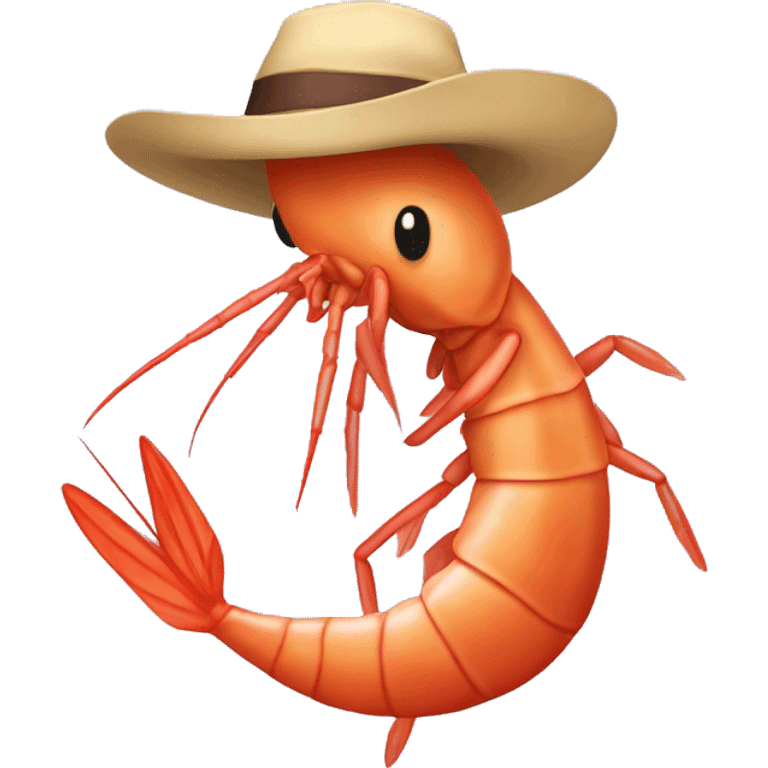 Shrimp with hat emoji