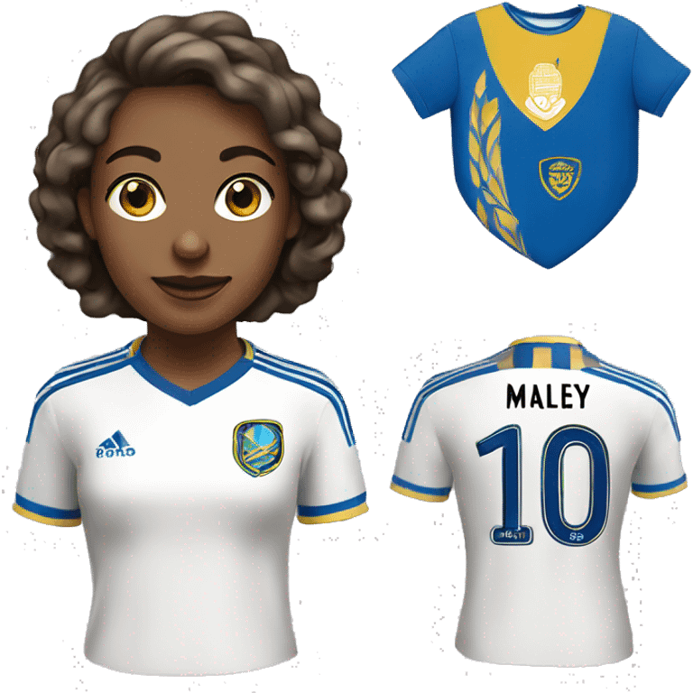 Jesse Maley female leeds united shirt and badge emoji