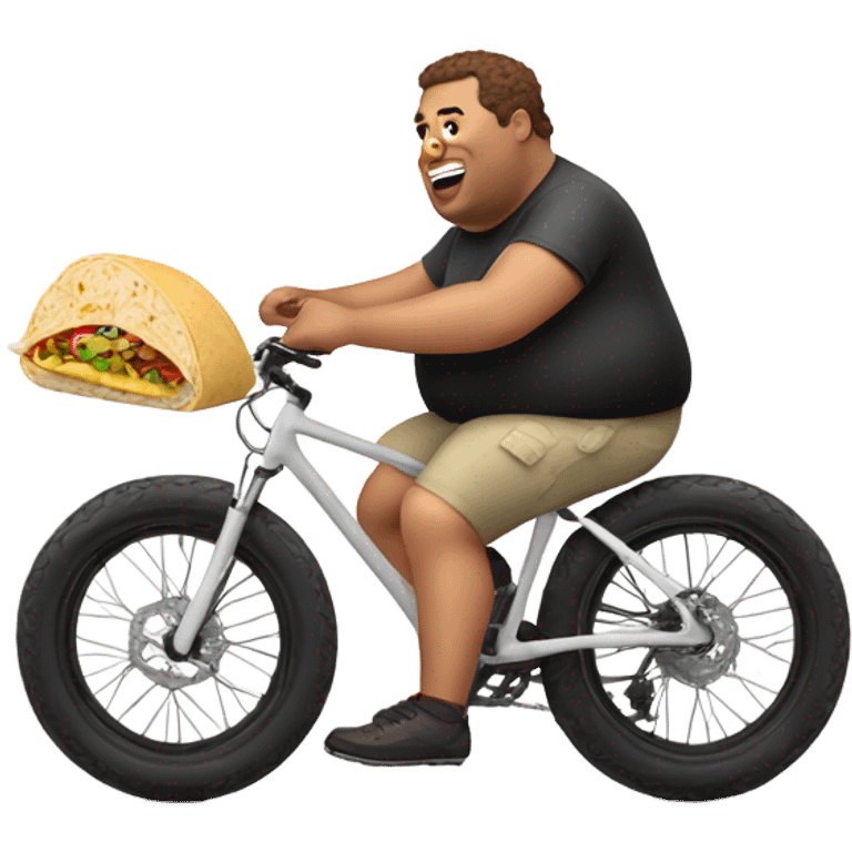 Fat white bike rider eating a burrito emoji