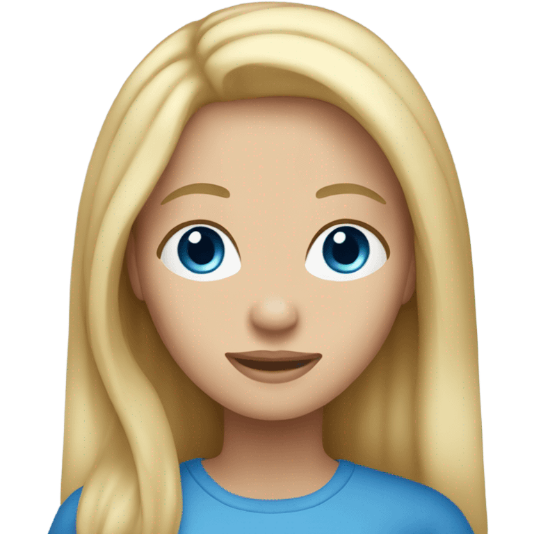 Woman long blonde hair Caucasian with blue eyes emoji