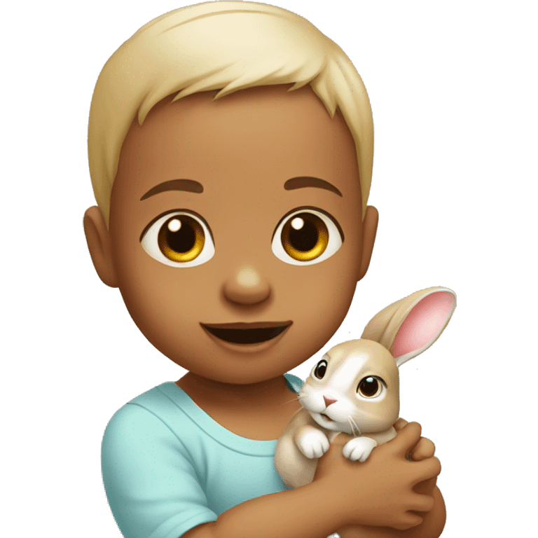 Baby with rabbit  emoji