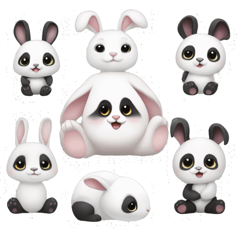 Rabbit and baby panda together  emoji