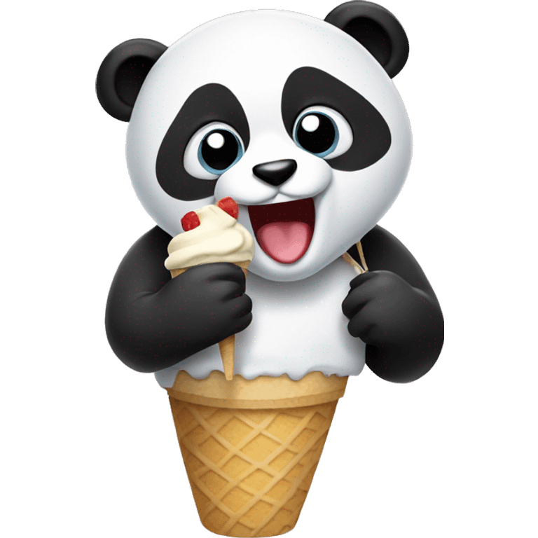 Panda eating ice cream emoji