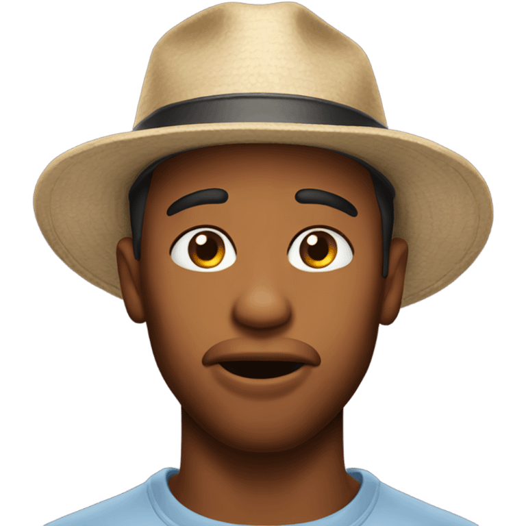 Guy wearing hat biting hit lip emoji