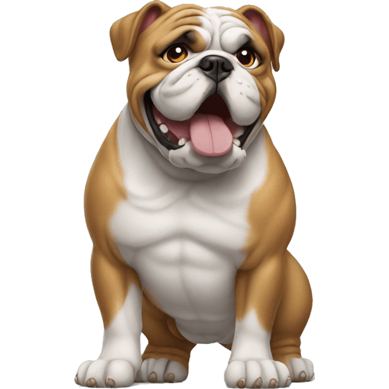 english bulldog leaning with paws on the wall standing emoji