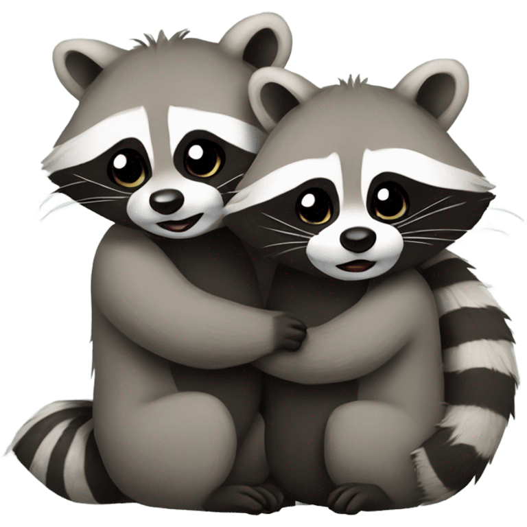 2 raccoons hugging emoji