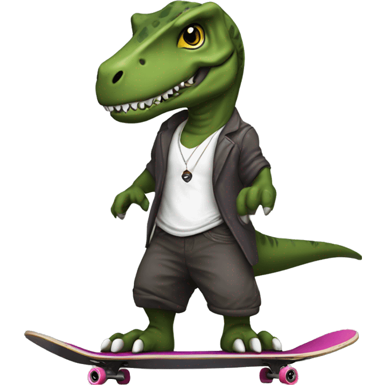 I wanna create a T-Rex on a skateboard with a Jujutsu outfit emoji