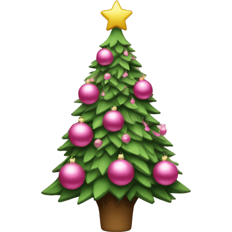 Christmas tree with pink ornaments  emoji