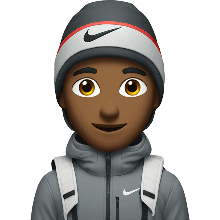 Guy wearing a Nike ski  emoji