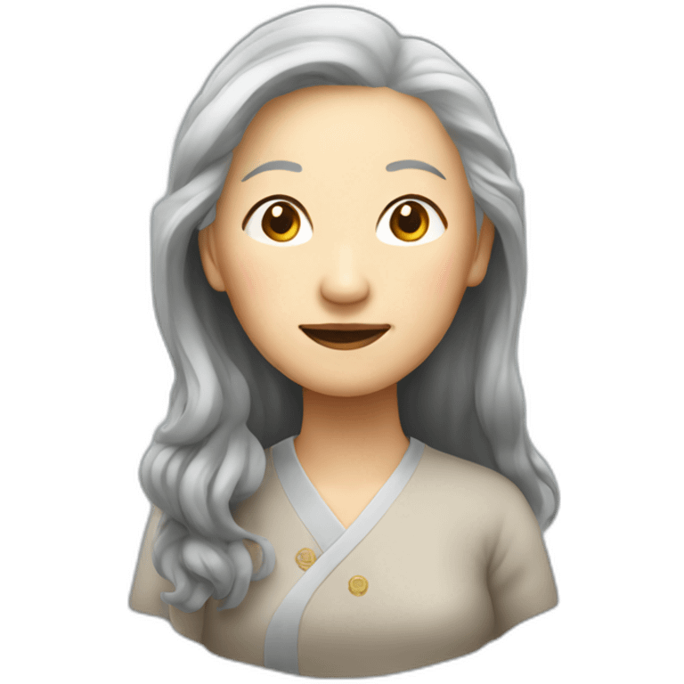 Chinese senior lady with long hair emoji