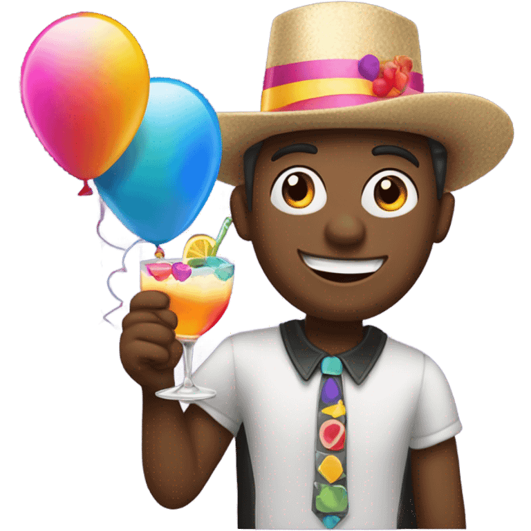 Happy Birthday with a cocktail in hand  emoji