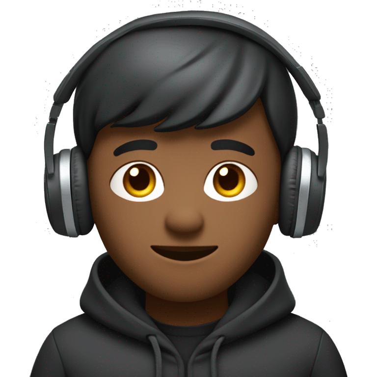 one 3d boy characters (like the apple memoji design style) dressed as developers wearing dark hoodies working. Weare a headphone ,One  the laptop is programing, background is transperent emoji