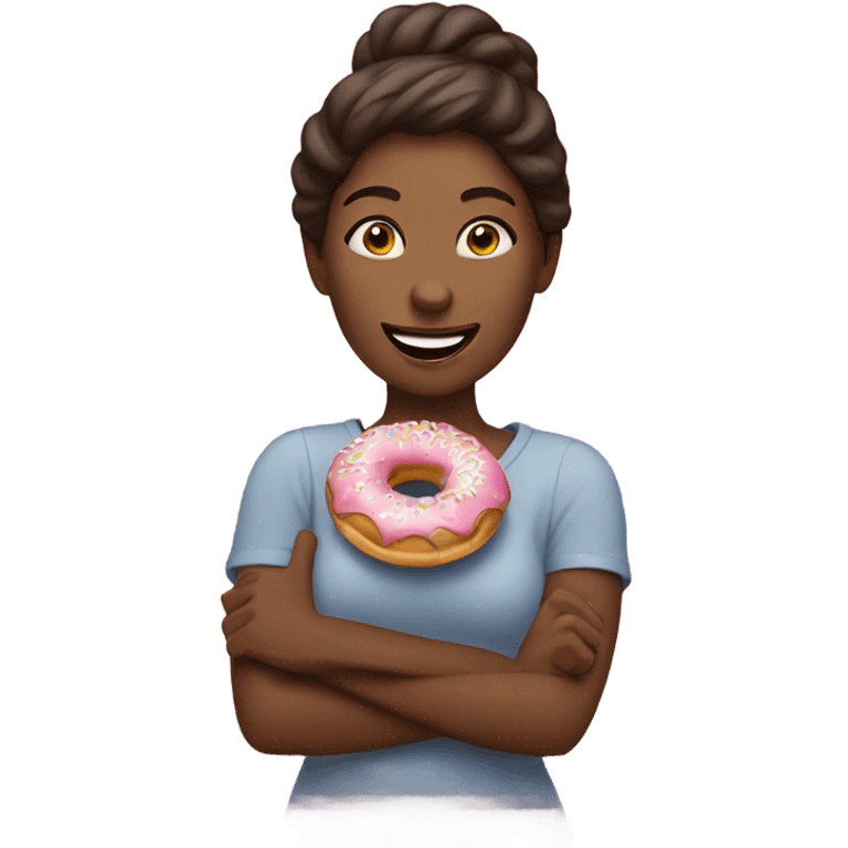 Woman eating donut emoji