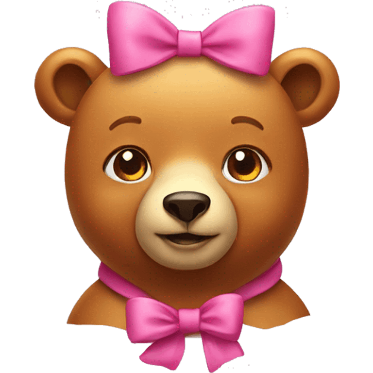 A bear with honey with a pink bow on its head emoji