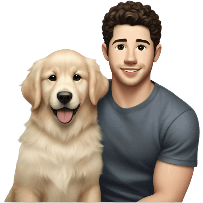 Nick Jonas and English cream golden retriever puppy  emoji