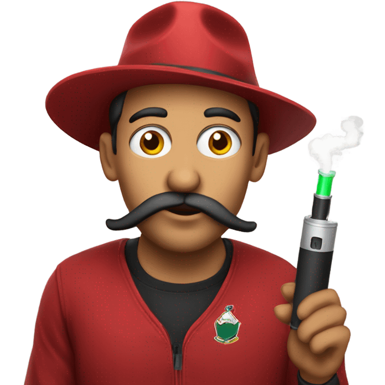 A man with a cardinals hat and a vape on his mouth emoji