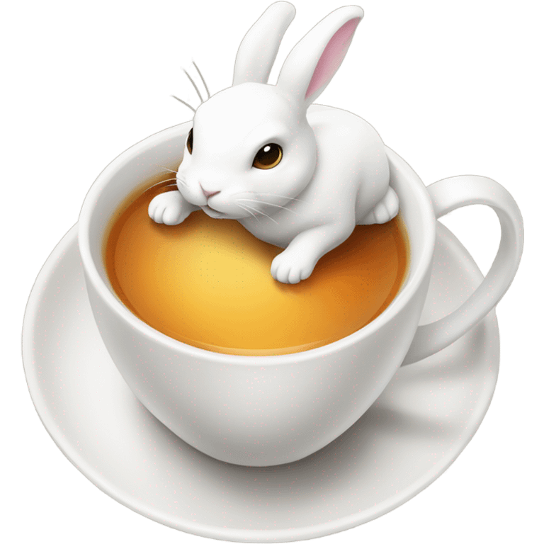 Cup of tea with white rabbits high quality  emoji