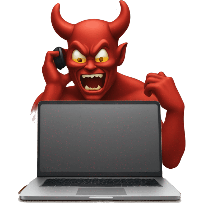 devil on the phone, in front of a laptop emoji