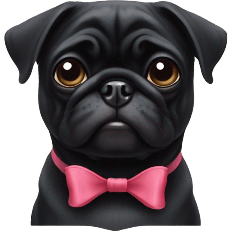 Black pug with a bow emoji