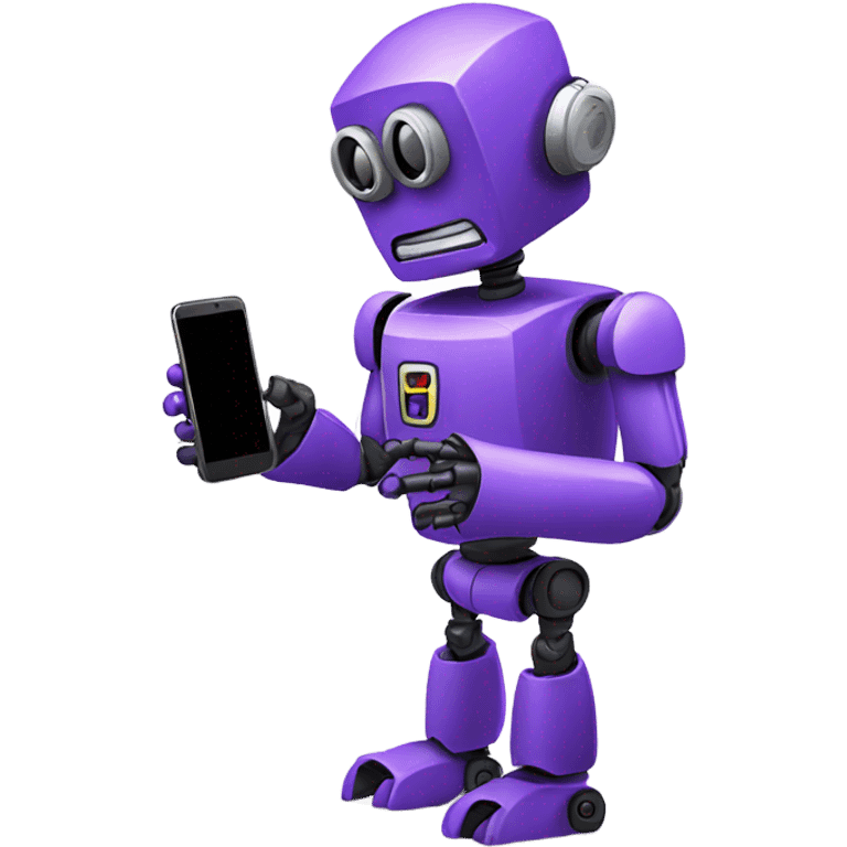 Purple robot showing a phone emoji