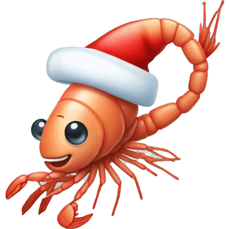 Shrimp with Santa hat emoji