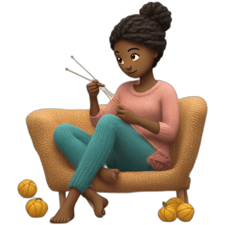 Gril is knitting emoji