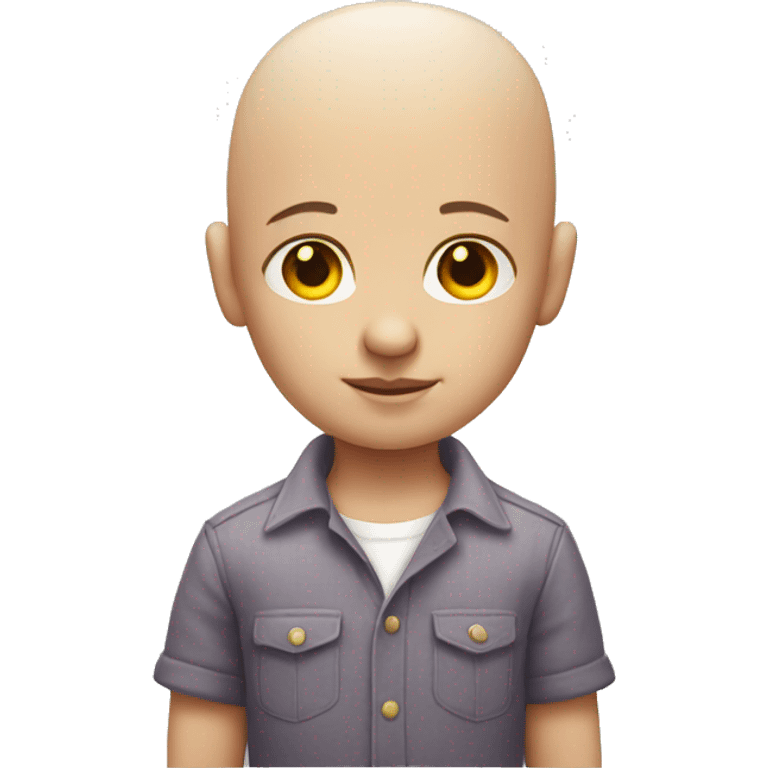 bald boy in shirt with unicorn horn on forehead emoji