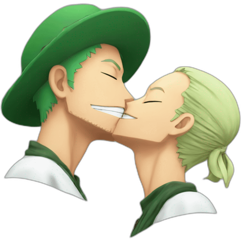 Shanks and Zoro from One Piece, touching their lips emoji