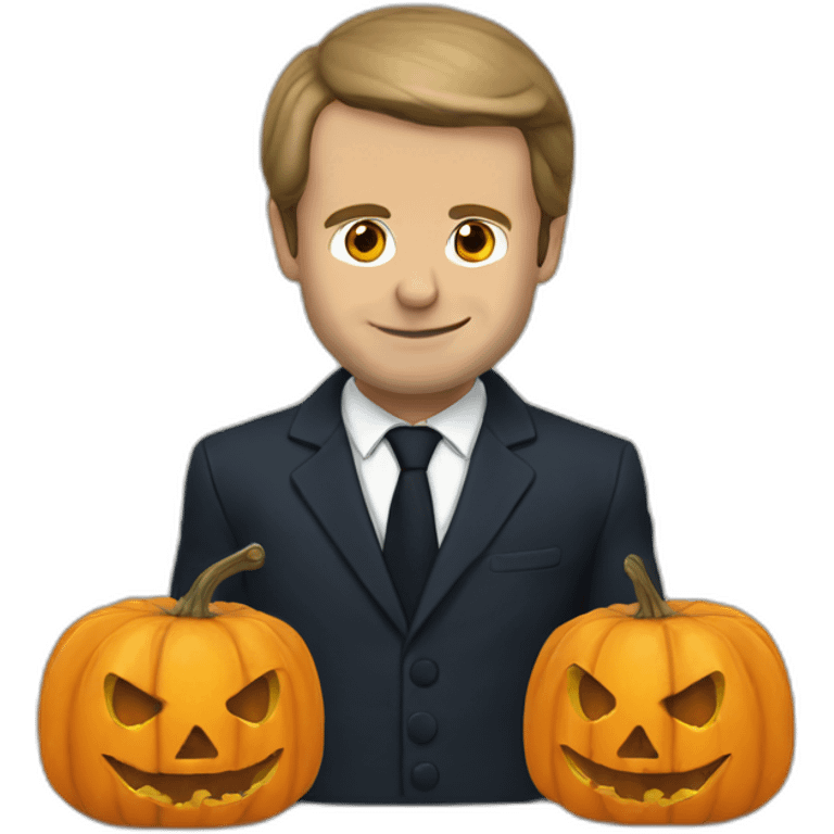 Macron avec citrouille halloween emoji