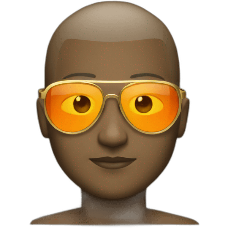 buzz cut gold glasses with orange lens emoji