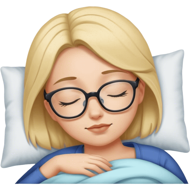 a girl with glasses sleeping at 8pm emoji