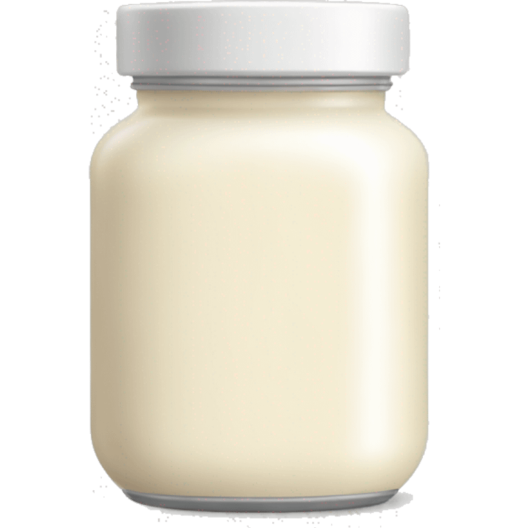 a simple emoji of a small jar of fresh cream. The jar should look like a classic cream container, with a white or light-colored body, a slightly open lid showing smooth, creamy texture inside. Make it cute and minimalistic,  emoji