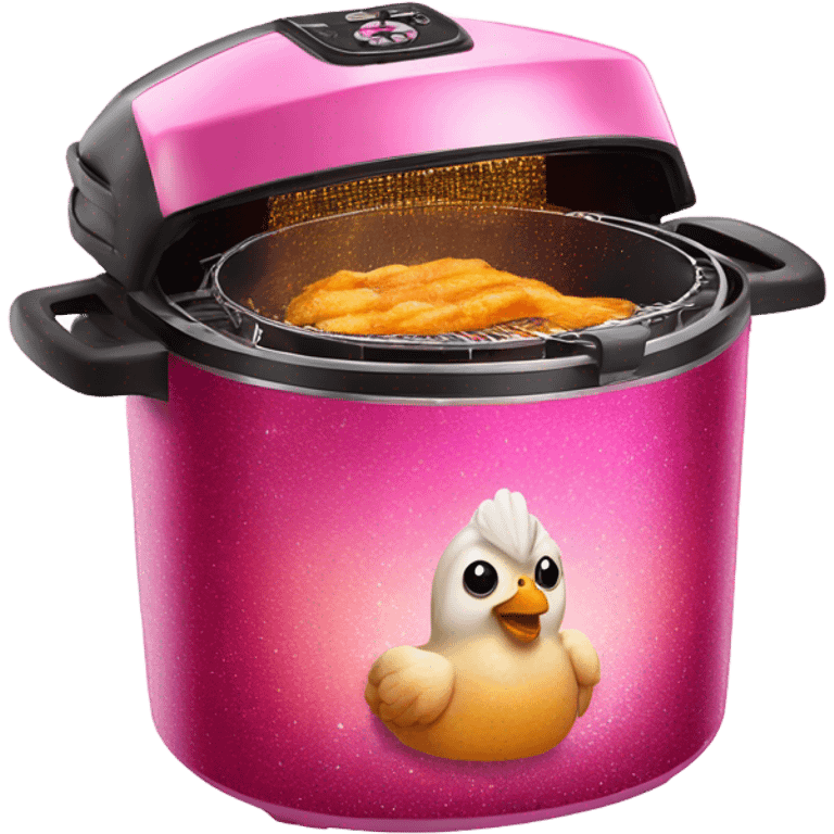 Pink ombre deep fryer with glitter chicken  emoji