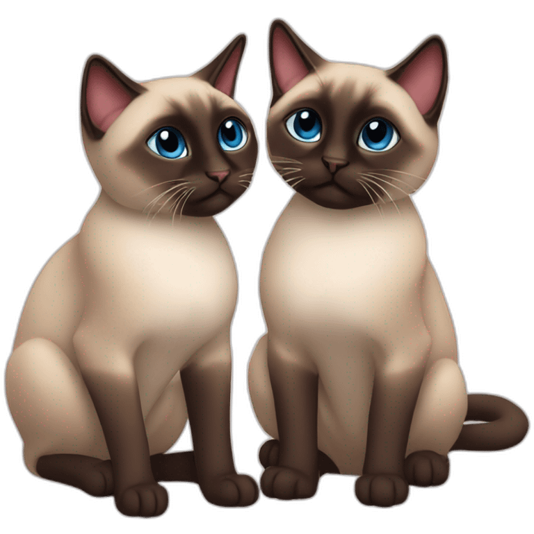 2 Siamese cat love, kiss emoji