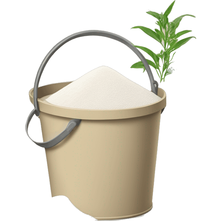 washing powder in a beige bucket with medicinal herbs emoji