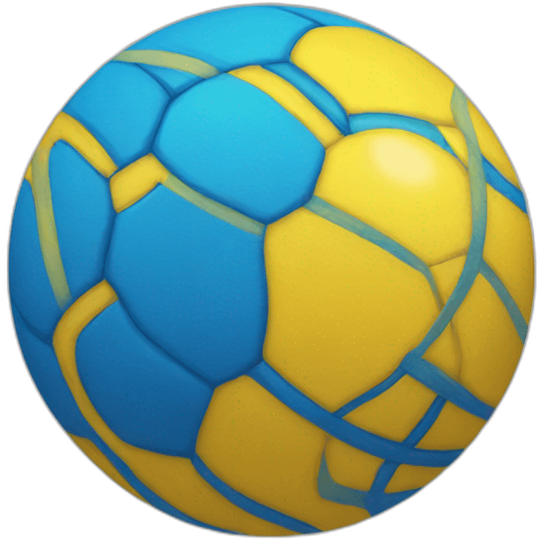 a ball amoji with mixed colors blue and yellow emoji