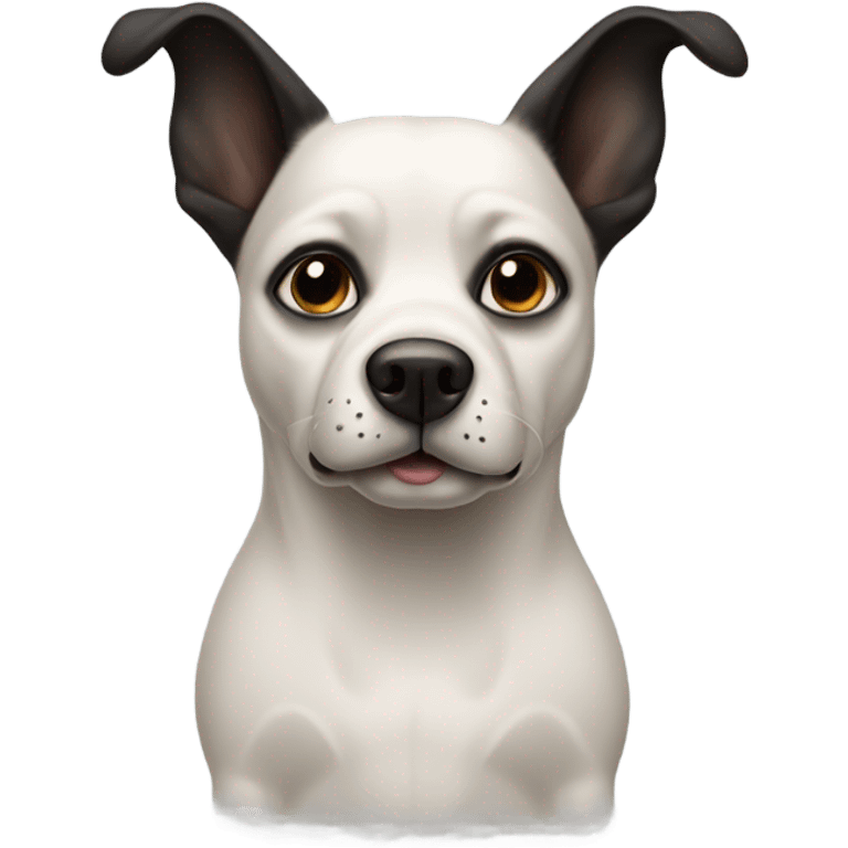 Dog with slightly black ears with one eye open and the other closed emoji