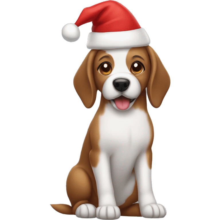 Maltease dog in a Santa hat emoji