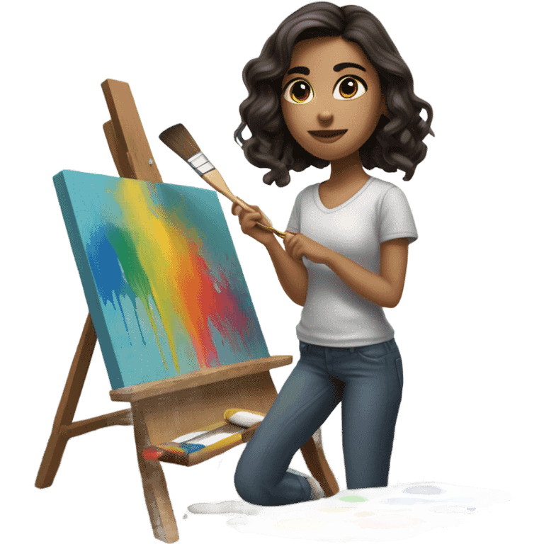 Brunette girl painting  emoji