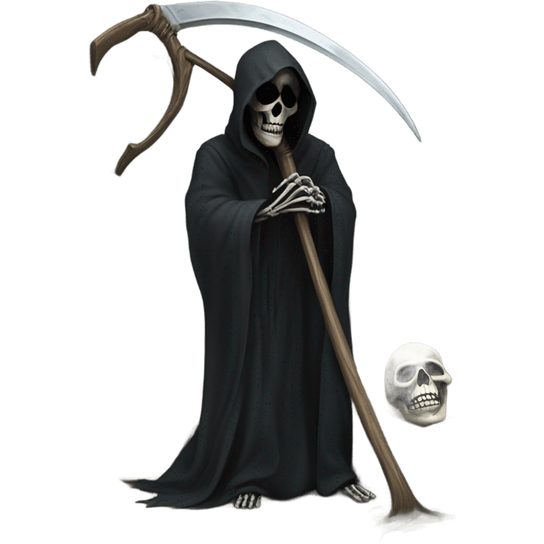 Grim reaper face palming holding a scythe next to a fallen tree emoji