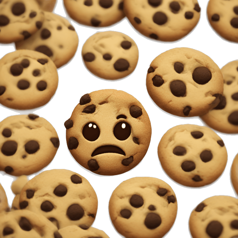 a cookie inside a chocolate chip emoji