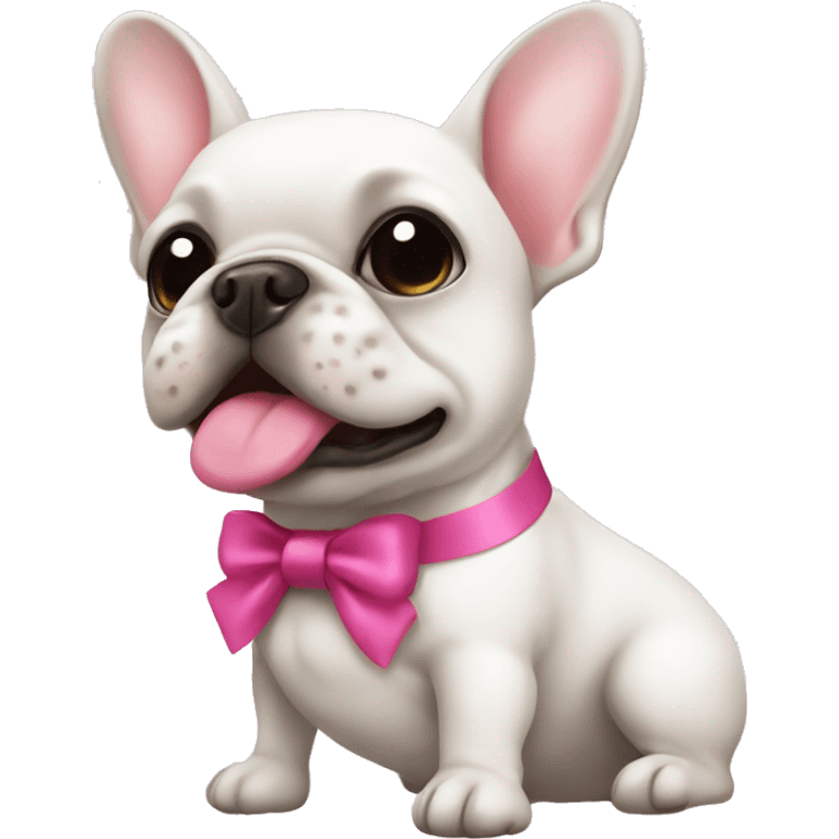 White frenchie with pink bow emoji