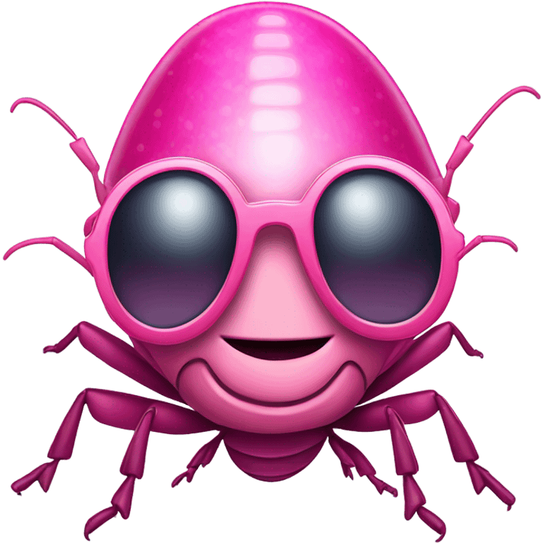 Pink bedazzle cockroach with sunglasses emoji