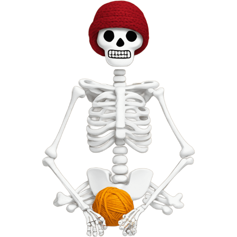 A skeleton crocheting  emoji